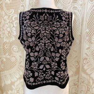 Cartise International Whimsygoth Beaded Velvet Top | Fairycore Floral Black